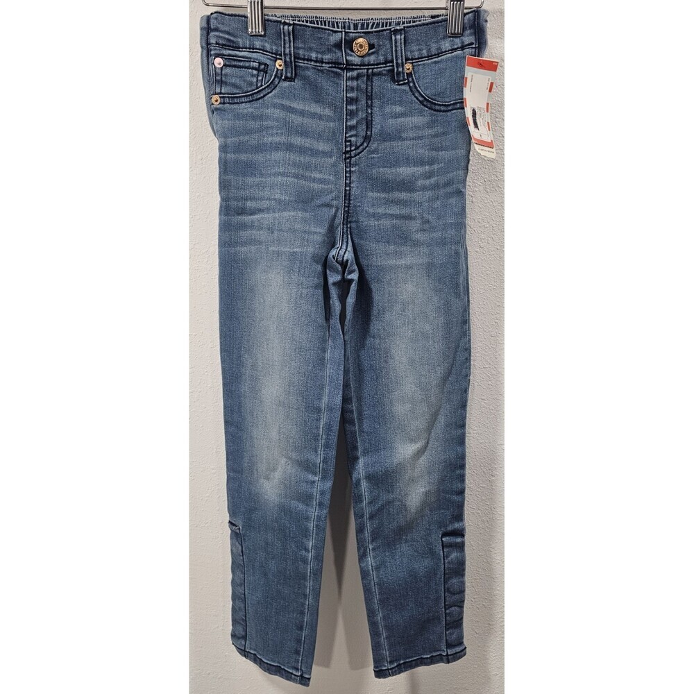 NWT Cat & Jack Girls' Adaptive Jeans Medium Wash Size 8 Ankle Buttons Stretch